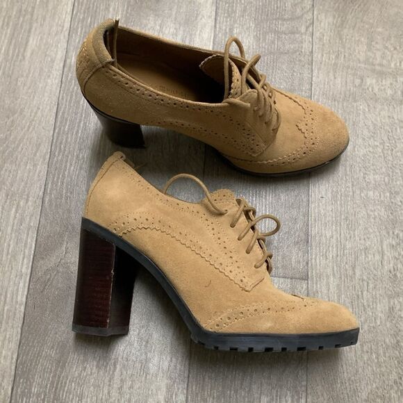 Tommy Hilfiger Chunky Heeled Casual‎ Wingtip Oxford Suede Lace Up Boots Shoes - Picture 6 of 10